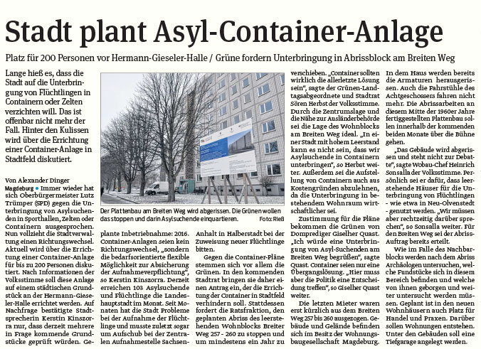 Volksstimme am 10.02.2015